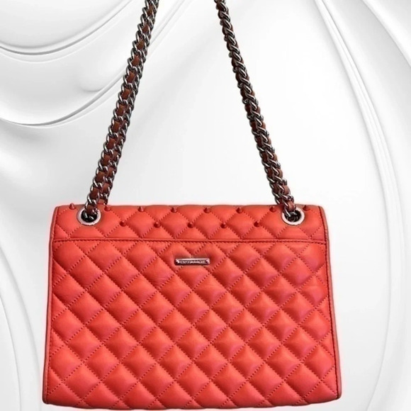 Rebecca MINKOFF coral studded quilted cross body purse EXCELLENT condition - Picture 3 of 16